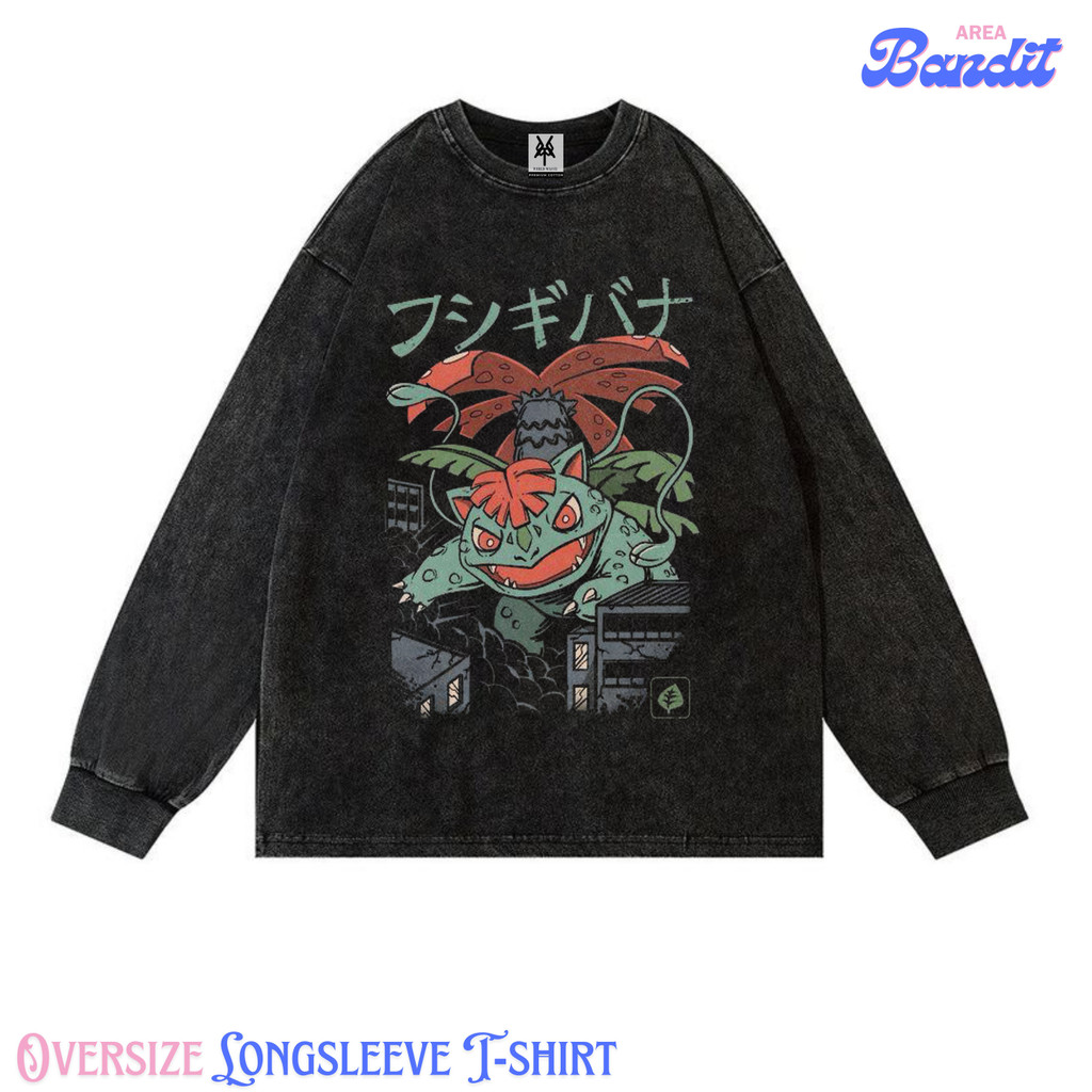 Bandit Area "pokemon bulbasaur" Oversize Longsleeve T-shirt Vintage tee