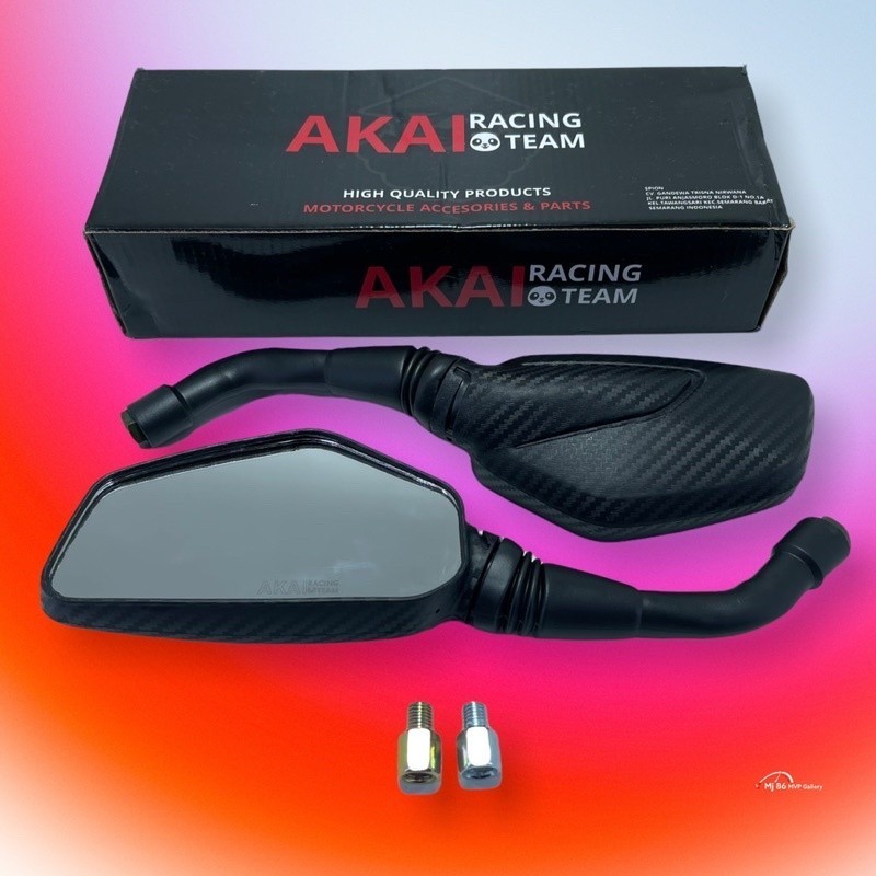 Spion Motor Variasi Model Pulsar Motif Karbon Motor Honda Dan Yamaha Free Sambungan Spion Merek Akai