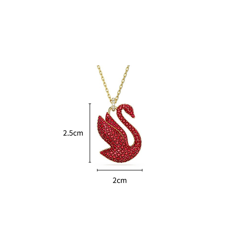 Swarovski original 100% ICONIC SWAN Kalung Angsa Merah dengan Rantai Transfer Klavikula untuk kalung