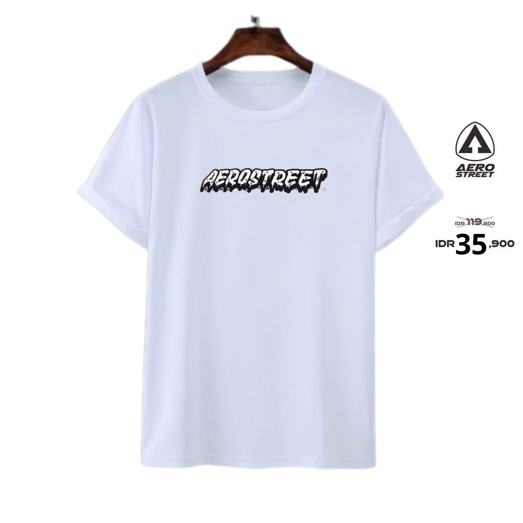 Kaos Putih Aerostreet Katun Combad 30s Termurah / T-shirt Aerostreet Sablon Plasticol Premium Screen