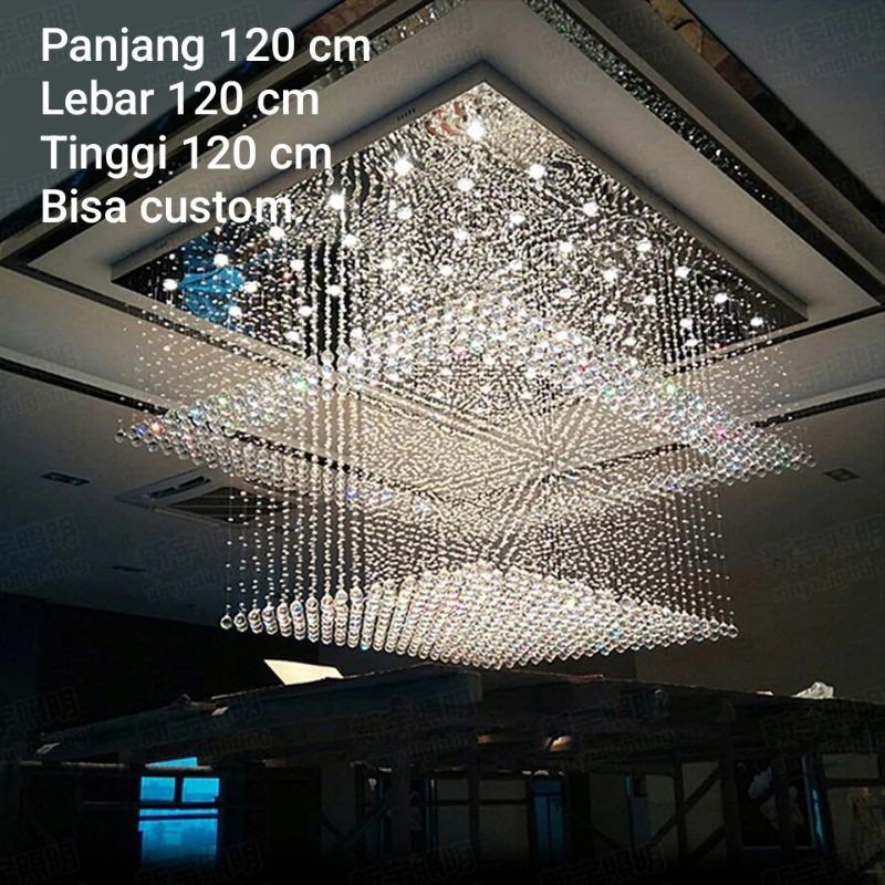 Lampu hias plafon ruang tamu ruang keluarga ruang aula Lampu void Lampu kristal 2 trap AJ47429