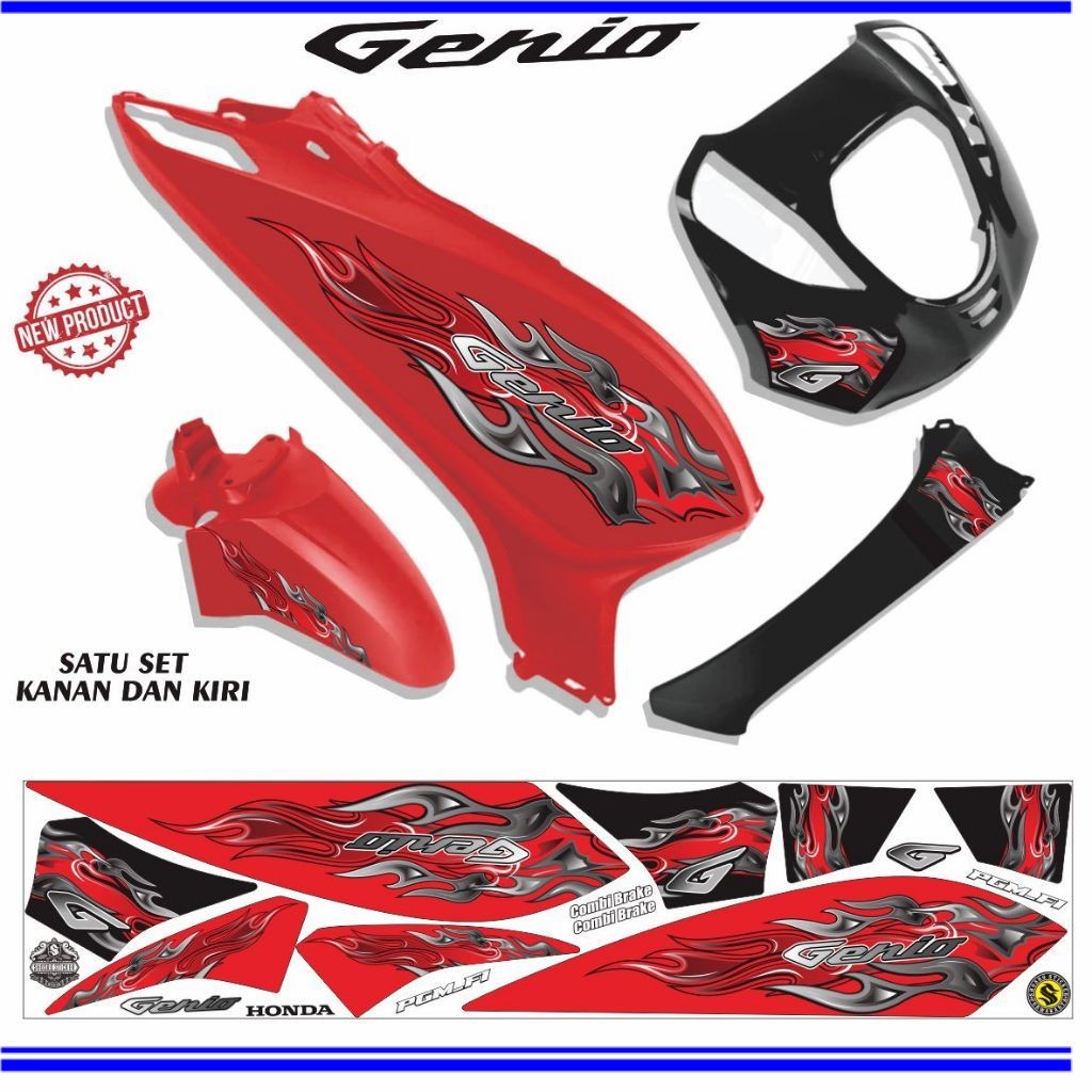 STIKER MOTOR GENIO / STRIPING VARIASI GENIO / STIKER TERLARIS VARIASI