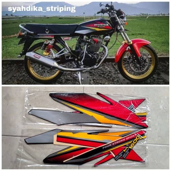 STRIPING STANDAR HONDA GL PRO MERAH KUNING 1997 POLET STIKER