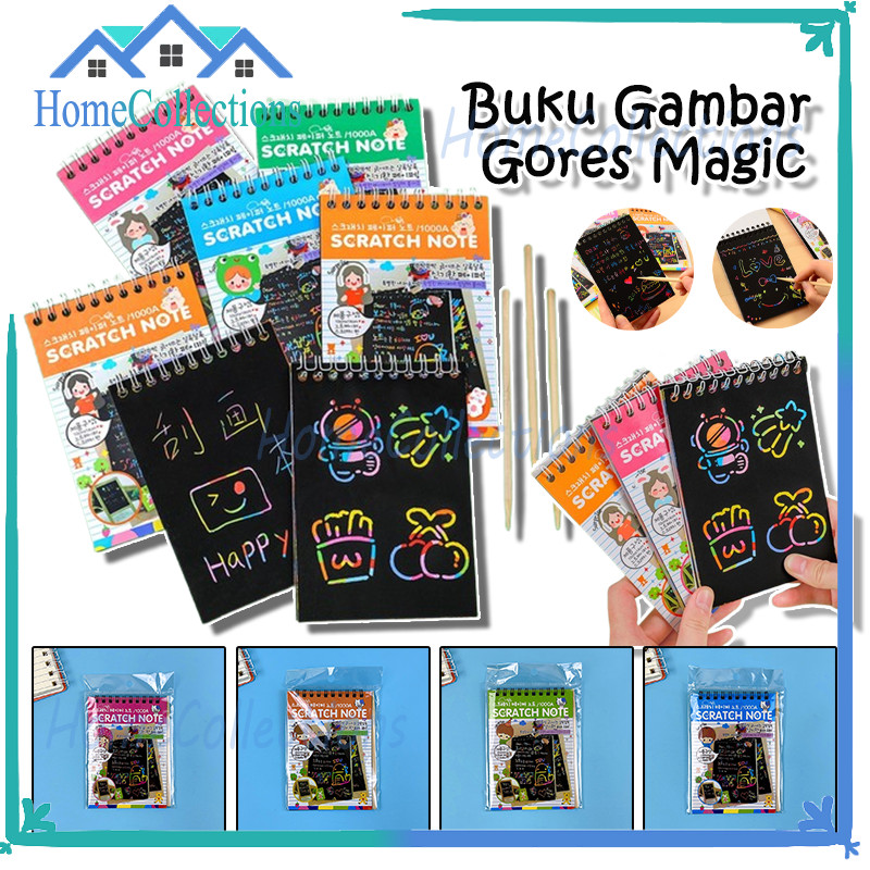 

Scratch Note / Buku Magic Warna / Black Cardboard Mini / Scratch Book