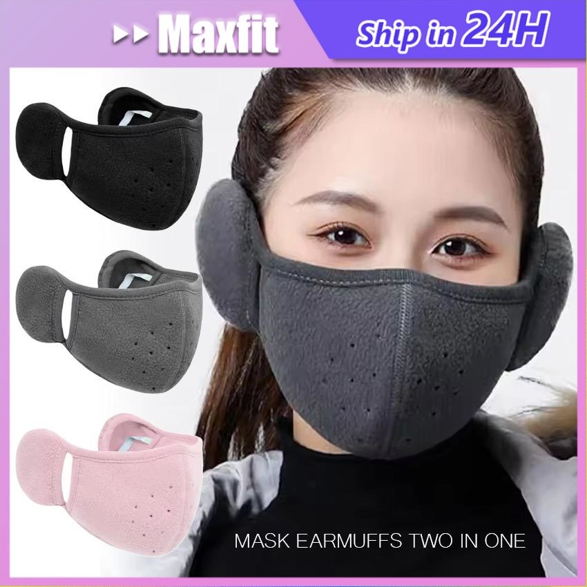 Masker Musim Dingin 2In1 Earmuff, Masker Winter Ear Muff Musim Dingin Wanita