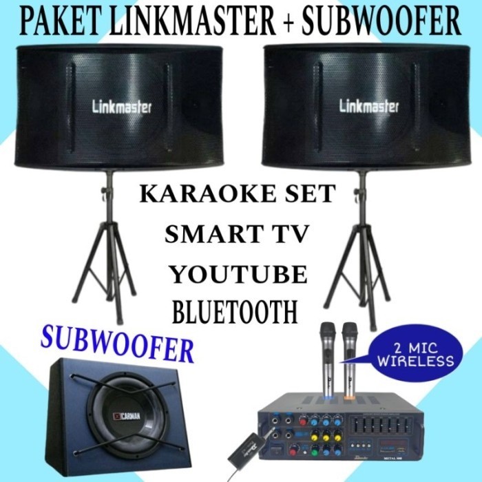 Paket Karaoke Set Linkmaster 10 Inch Plus Subwoofer Karaoke Smart Tv