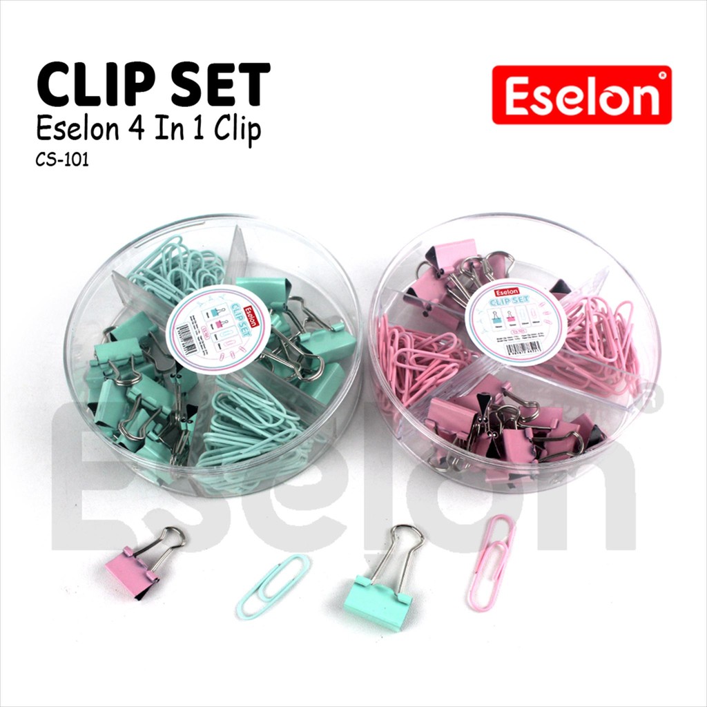 

Clip Eelon Set CS-101/ Clip Eselon Kemasan Mika Bulat 4 sekat