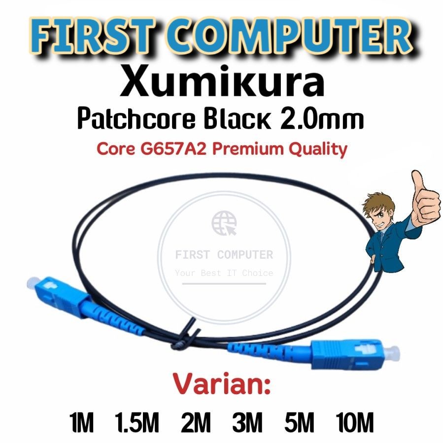 [ Paket 10pc ] Patchcore - Patchcord Bulat Black Xumikura 2mm [ High Quality ]