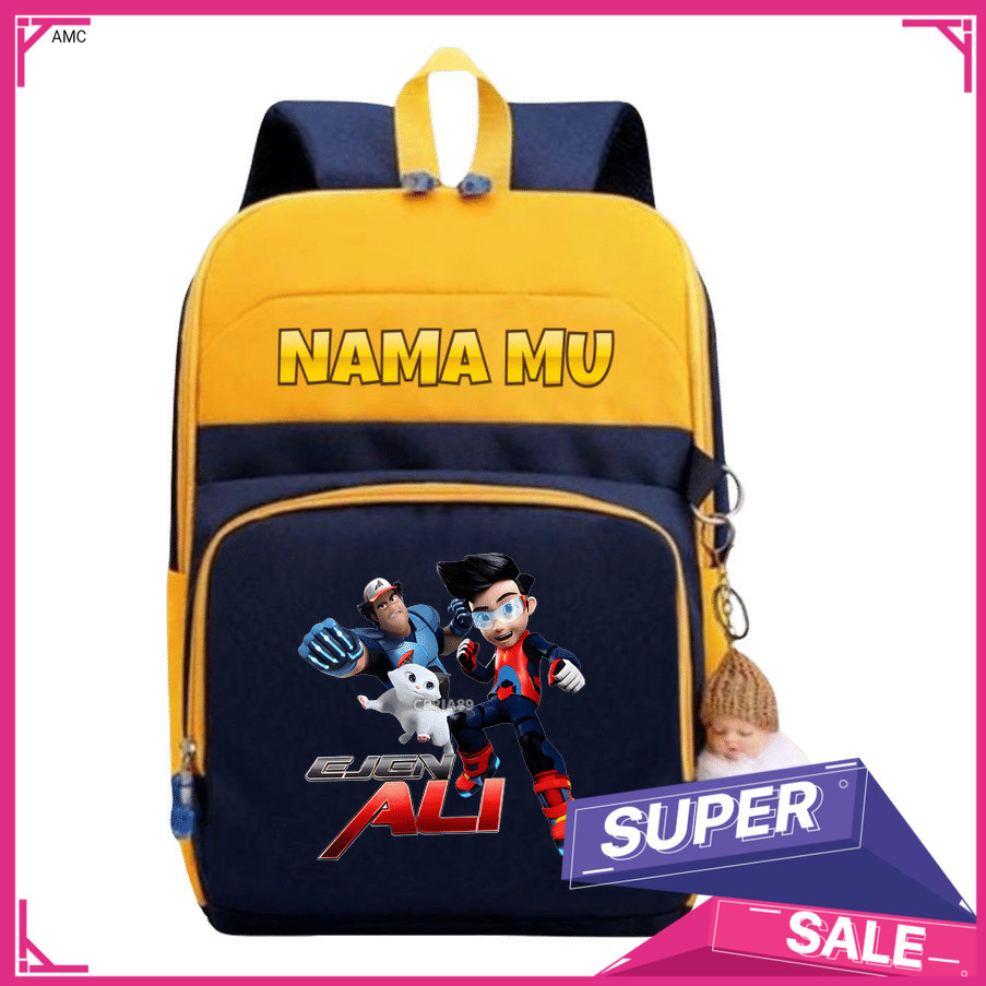 AMC Tas Ransel Anak Ejen Ali – Backpack Sekolah TK SD Cowok Cewek, Tas Anak PAUD Lucu Karakter Ejen 