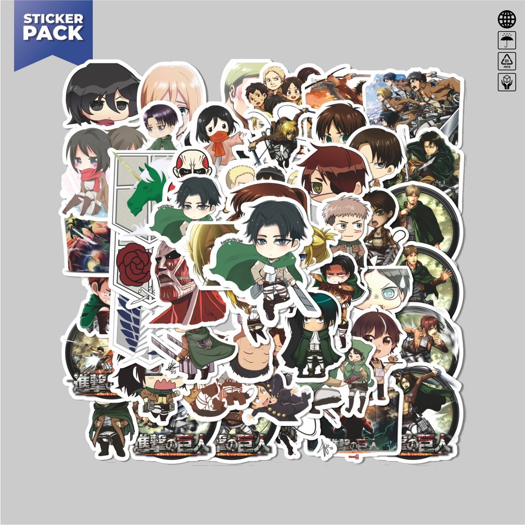 

[100PCS]Stiker Pack Stiker Anime Attack on Titan Aesthetic Vinyl Anti Air Dekorasi Sticker Laptop Buku Journal Koper Helm Casing HP Gitar Helm Skateboard