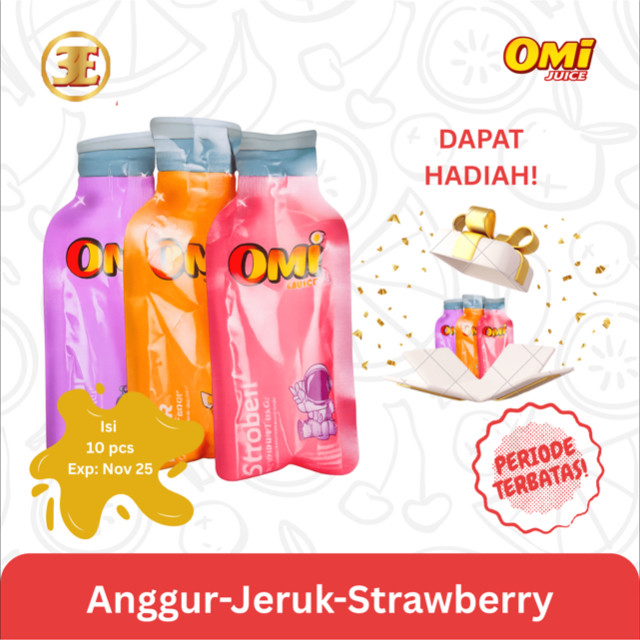 

OMI Juice/Minuman/Jeli/Ager/Rasa Buah/Anggur/Jeruk/Strawberry Dapat Hadiah 1 Pack OMI