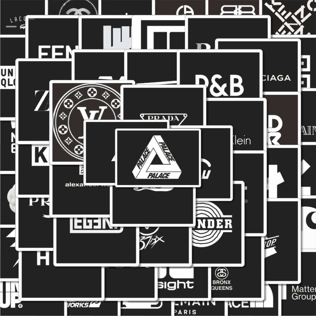 

Terbaru! 50 pcs Stiker Random Logo Brand Black & White Versi 1 Dekorasi Lucu Kreatif untuk Notebook, Skateboard, HP