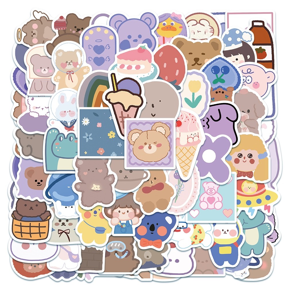 

Stiker Aesthetic Lucu Seri Ungu Beruang Stiker Kartun Anak Decal Vinyl Stiker Anti Air- Sticker Buku Journal Koper Stiker Casing HP Stiker Laptop Helm Motor
