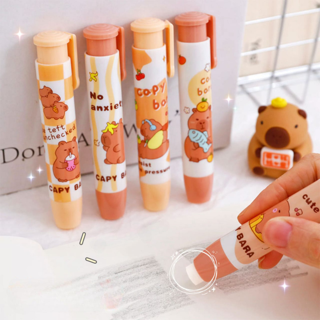 

davedesign #ST163 PENGHAPUS PENSIL MEKANIK IMPORT PREMIUM KARAKTER CAPYBARA JENNIE MECHANICAL ERASER PENGHAPUS PENSIL BENTUK LIPSTIK