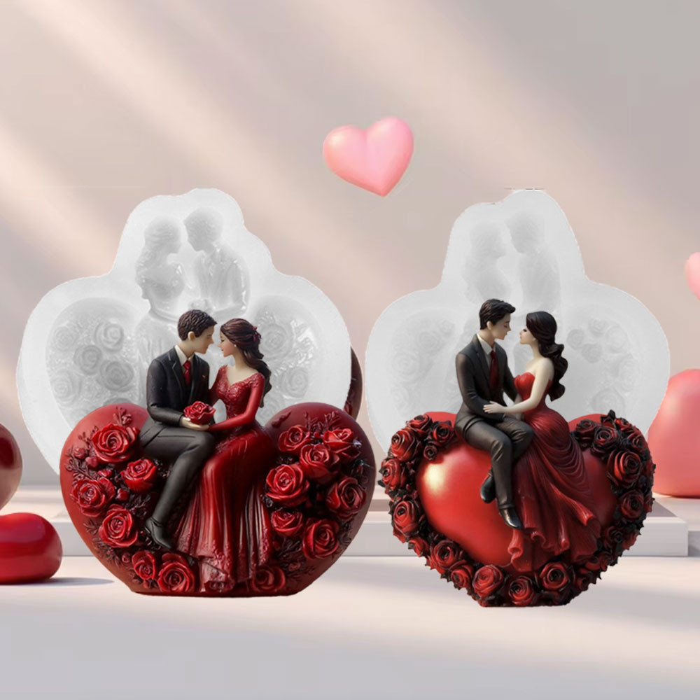 

Groom Bride Silicone Candle Mould Love Rose Romantic Design Human Plaster Resin Molds DIY Scented Candle Making Wedding Souvenir