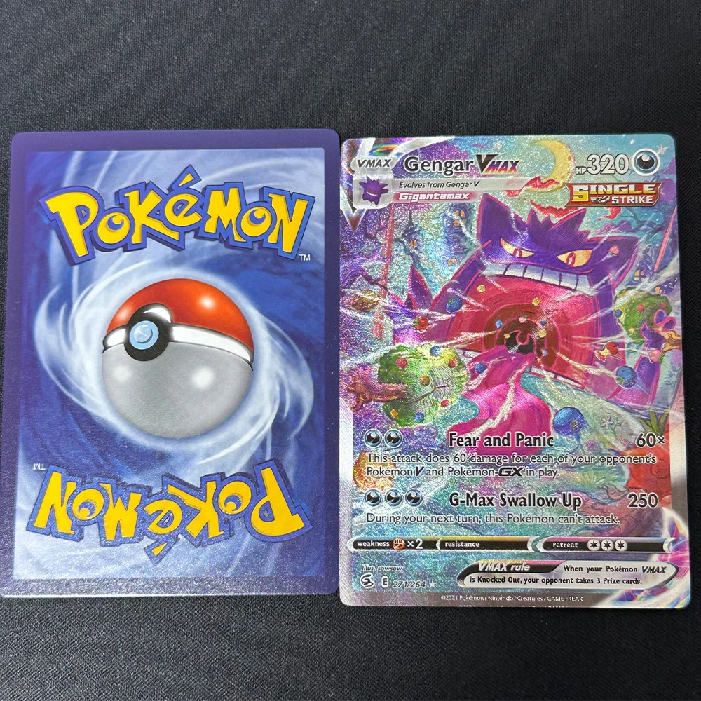 PTCG Game Collection Cards  English Version Refractive Colorful Flash Texture  63*88mm Anime Gengar 