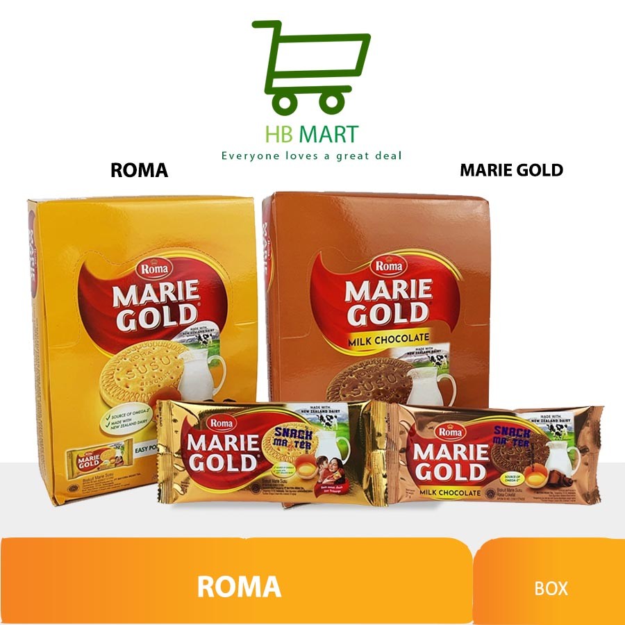 

BISKUIT ROMA MARIE GOLD COKLAT (Kemasan 1 Box isi 12 @ 20 gram)