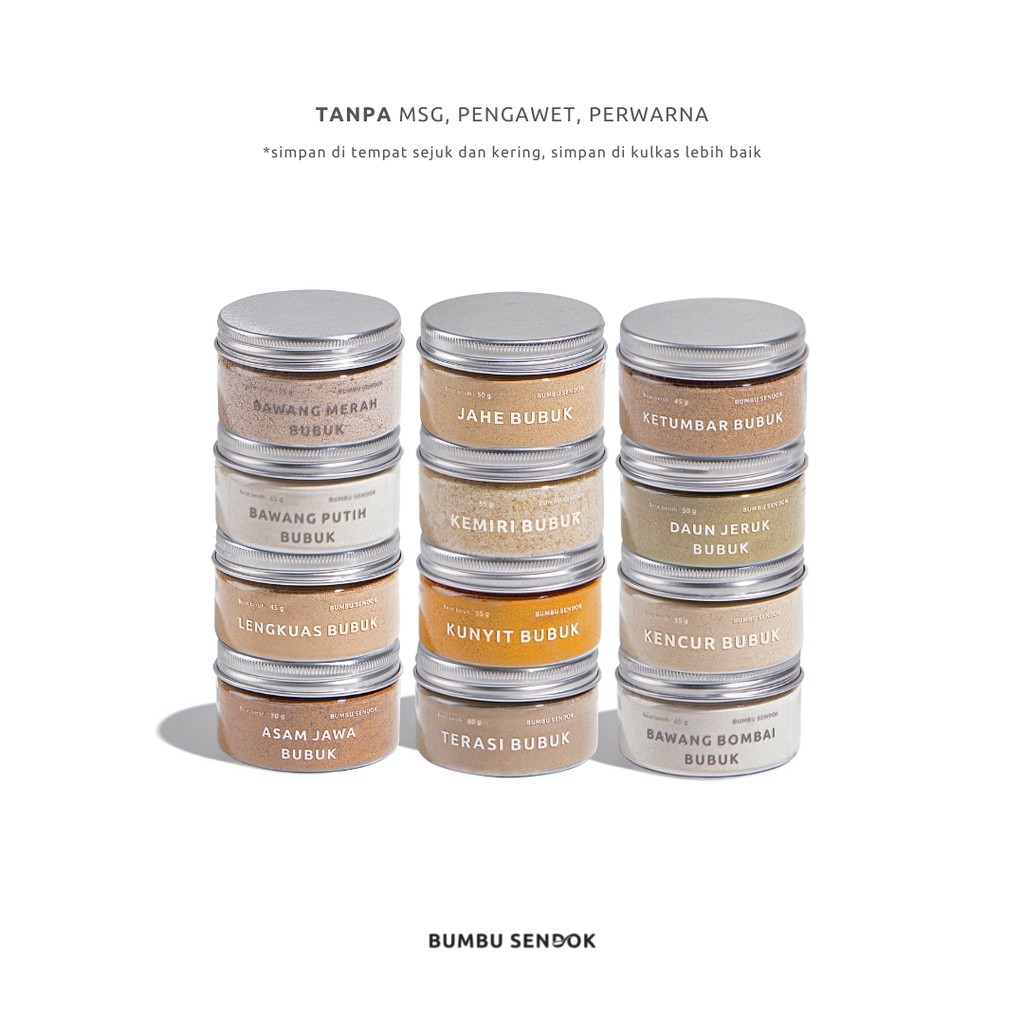 

Paket (12 Jar) Bumbu Rempah --- BUMBU SENDOK Halus Bubuk Kering Instan Masak Homemade Dapur Tanpa MSG Lengkap Komplit MPASI