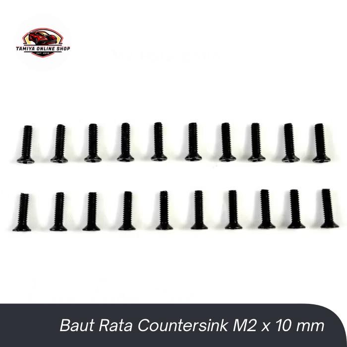 Rep Tamiya Baut Rata Countersink Hitam M2 x 10 mm Screw Baut Rata Hitam M2 x 10 mm - 20 pcs Baut Tam