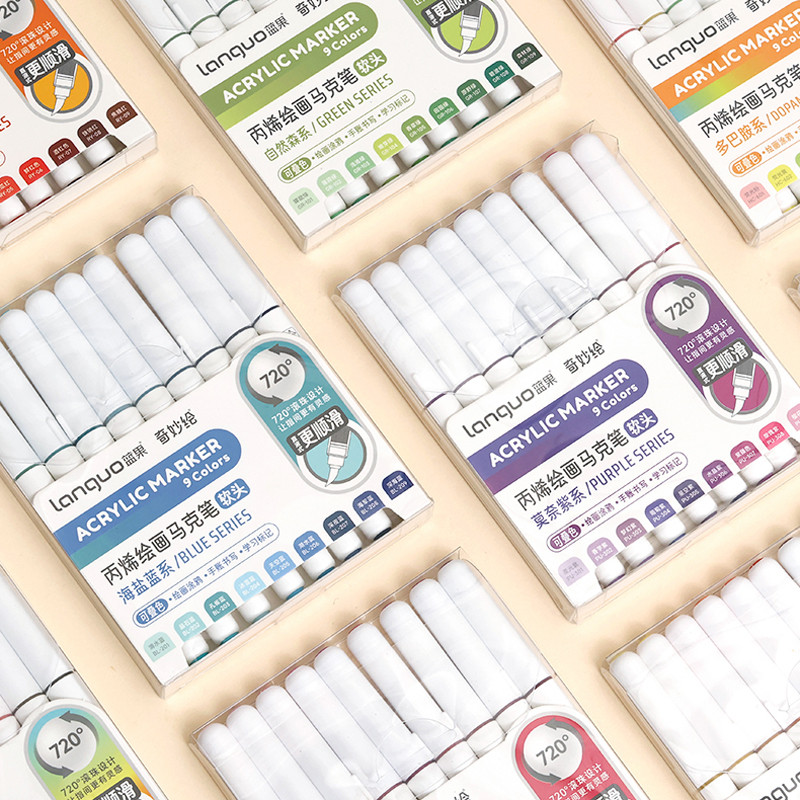 

9 Colors/Set Acrylic Paint Art Marker Pen DIY Graffiti Drawing Pens For Notebook Diary Writing Painting Stationery