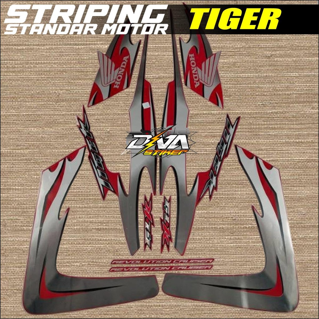 Striping Decal Polet Sticker honda tiger 2007 2008 tiger revo tiger kapal merah list body standar be