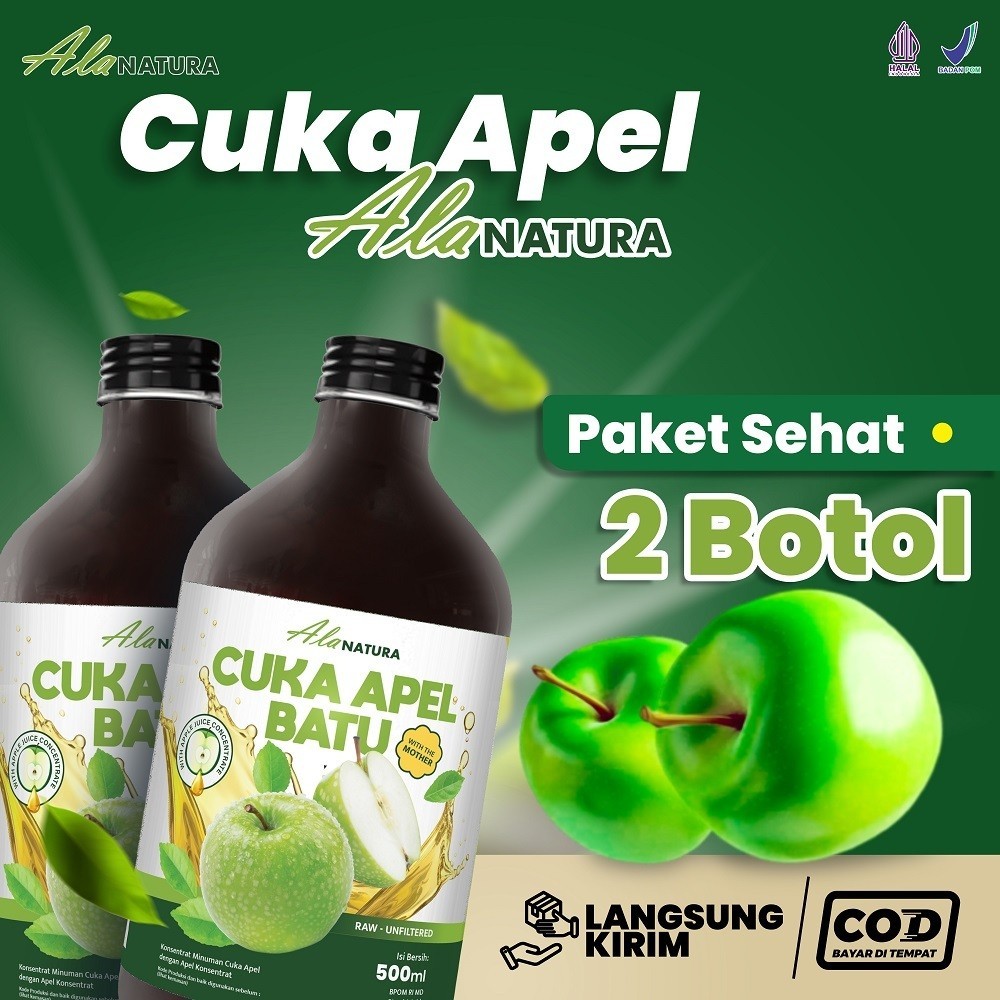 

Cuka Apel Hijau Batu Alanatura 500ml - Paket Hemat 2 Botol Bantu Turunkan Kolesterol & Berat Badan
