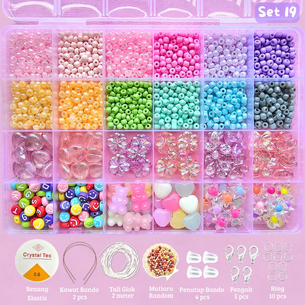 Mainan Anak Anak DIY Manik Manik Pernak Pernik Gelang 1 Box Lengkap - Tayo Mote DIY