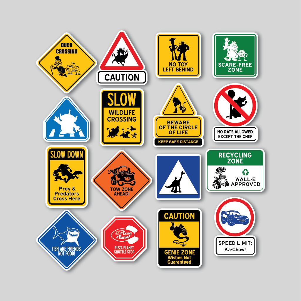 

STICKER PACK DISNEY PIXAR ROAD SIGN | STICKER TUMBLR | STIKER LAPTOP KOPER HELM TERLARIS