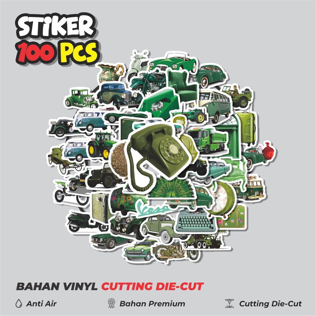 Terbaru 50 pcs Stiker iNS Retro Hijau Aesthetic Waterproof Dekorasi Lucu Kreatif untuk Notebook, Ska