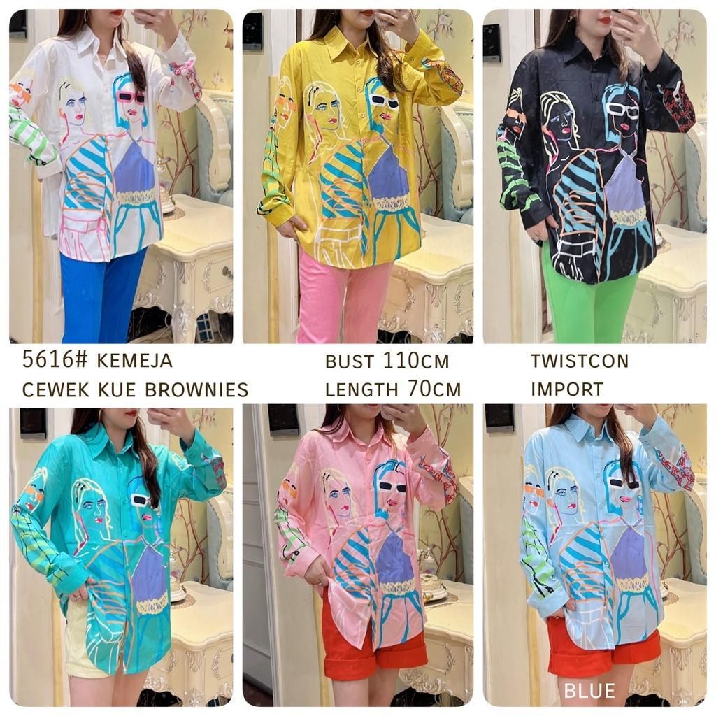 YR 3M KEMEJA 5616 TM THREE M KEMEJA WANITA KUE BROWNIES FASHION ATASAN PREMIUM ANGGUN
