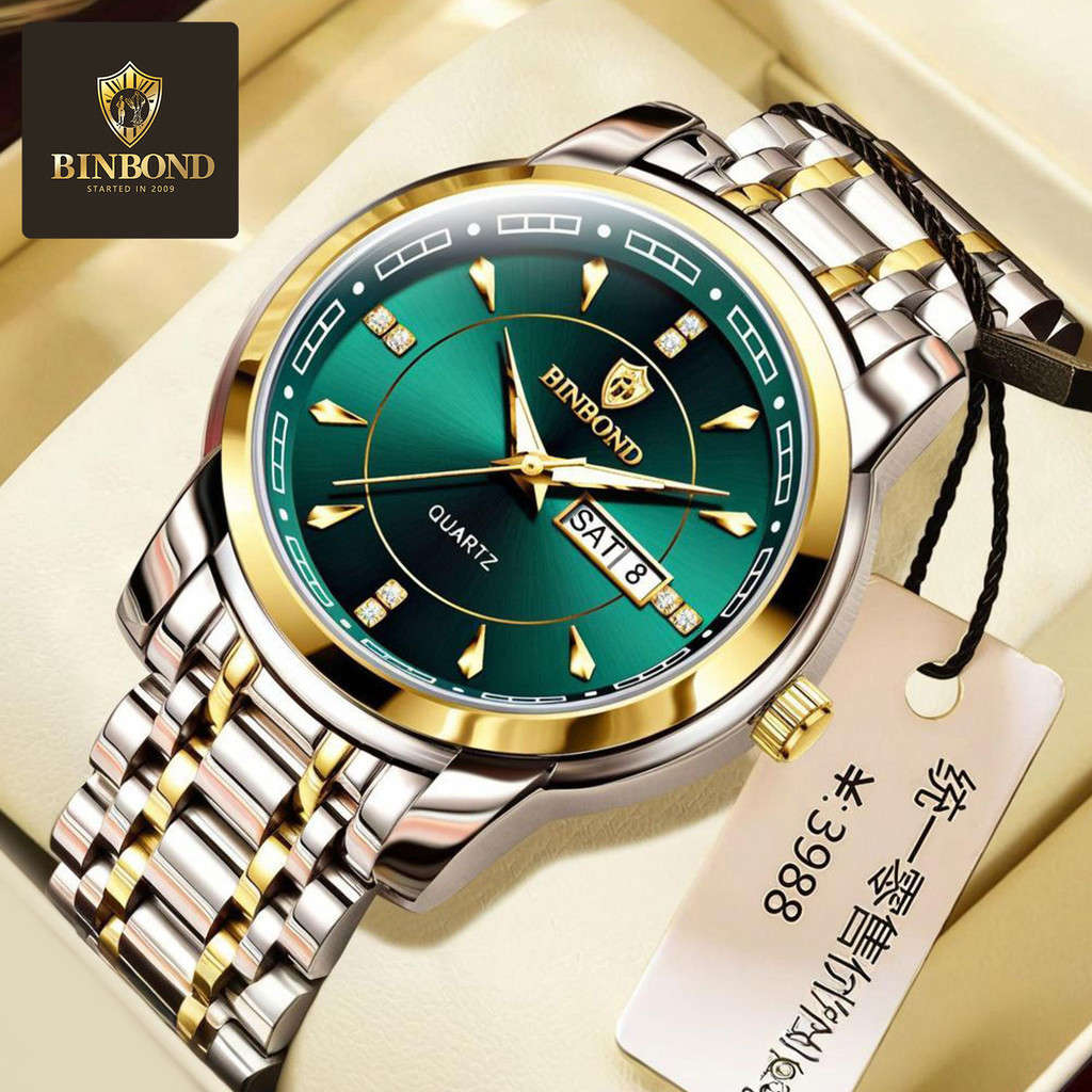 

2024 Jam Tangan Pria Gaya Bisnis Tahan Air Baru dengan Kalender Bercahaya Jam Tangan Stainless Steel Sporty Tinggi