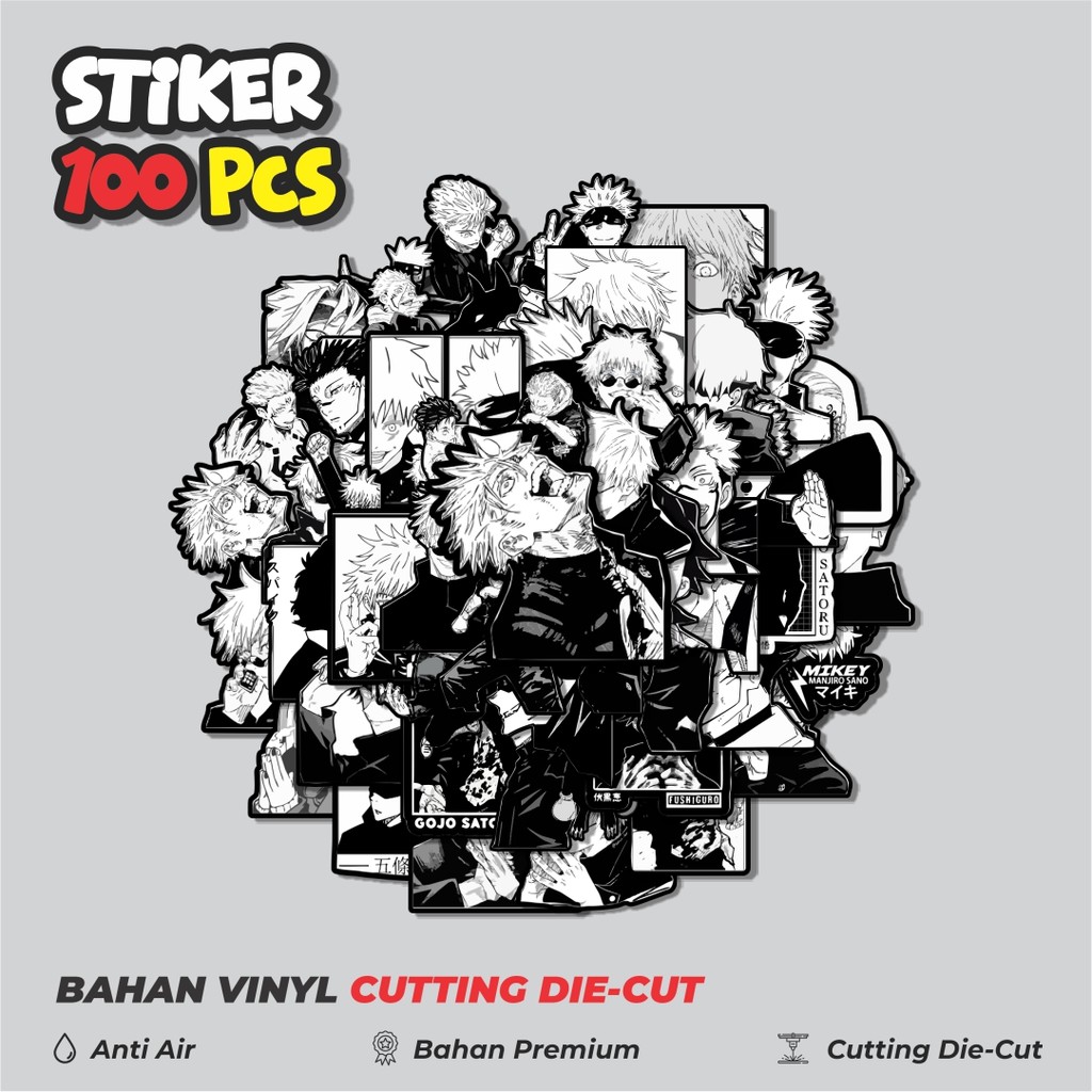 

Terbaru! 50 pcs Stiker Anime Jujutsu Kaisen Black & White Dekorasi Lucu Kreatif untuk Notebook, Skateboard, HP