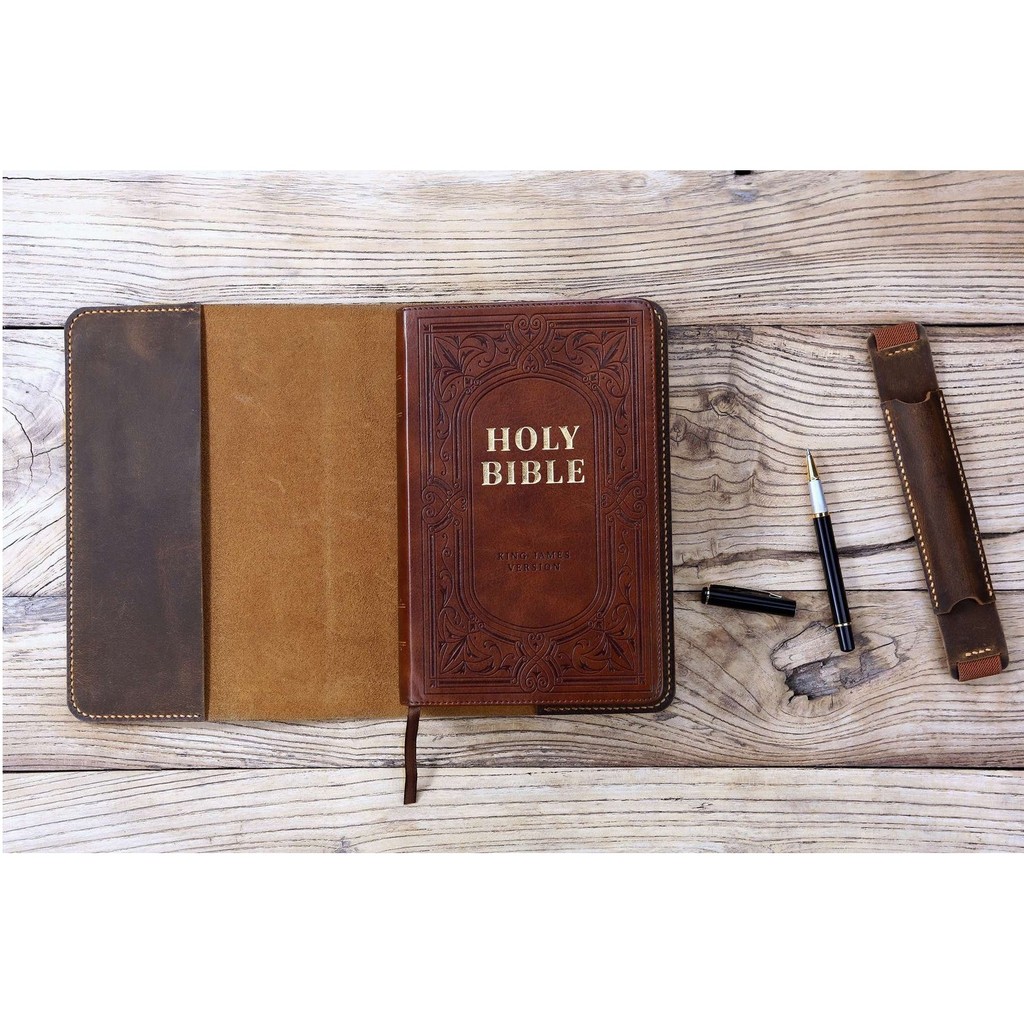 

Personalized Leather cover for bible KJV , Custom leather holy bible book case cover christian gifts for men women Z04-LBBC05S