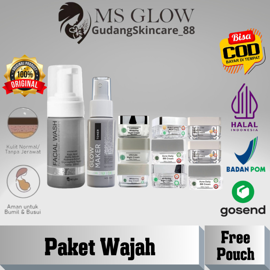 Ms Glow Paket Lengkap Acne Series | Paket Wajah Ms Glow Whitening | Luminous Ultimate White DNA
