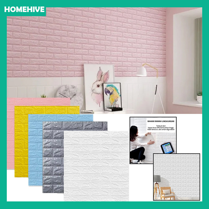 Wallpaper Foam 3D Bata Putih / Wall Foam Timbul Bata 70 X 77 Cm Wallfoam / Wallpaper Dinding 3D Foam