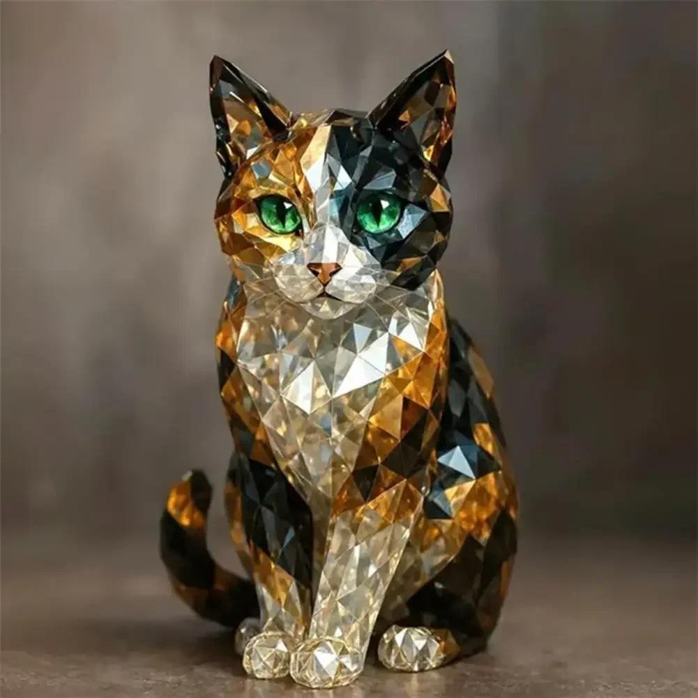 

Fake Crystal Animal Sculpture Clear Glass Dog Cat Owl Eagle Leopard Figurine Statue Home Office Desktop Decoration Ornament