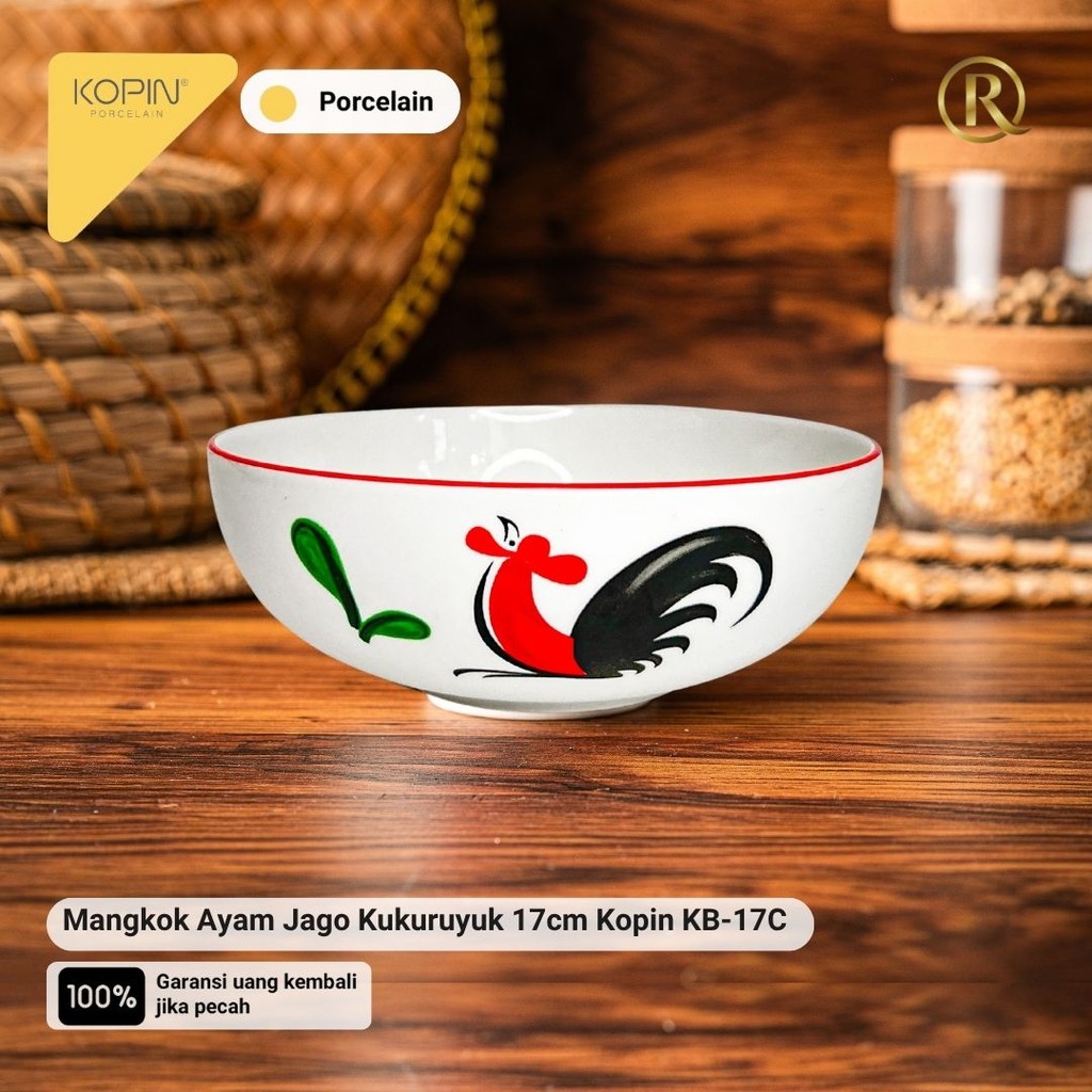 Mangkok Ayam Jago Kukuruyuk 17cm Kopin KB-17C Porcelain Keramik