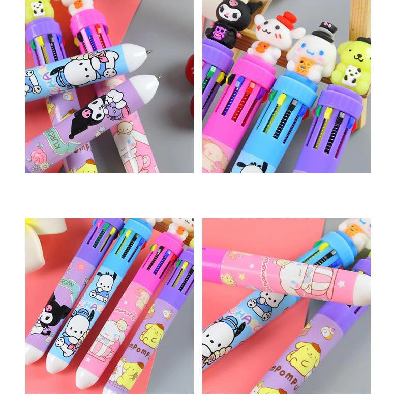 

Pena Gel Pulpen Ballpoint Tinta 10 Warna Warni Motif Karakter Lucu