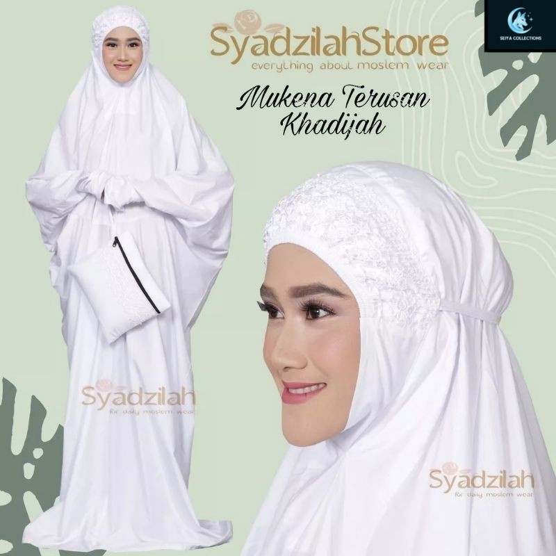 Mukena Terusan Putih Polos Rendah Khadijah Katun Mikro