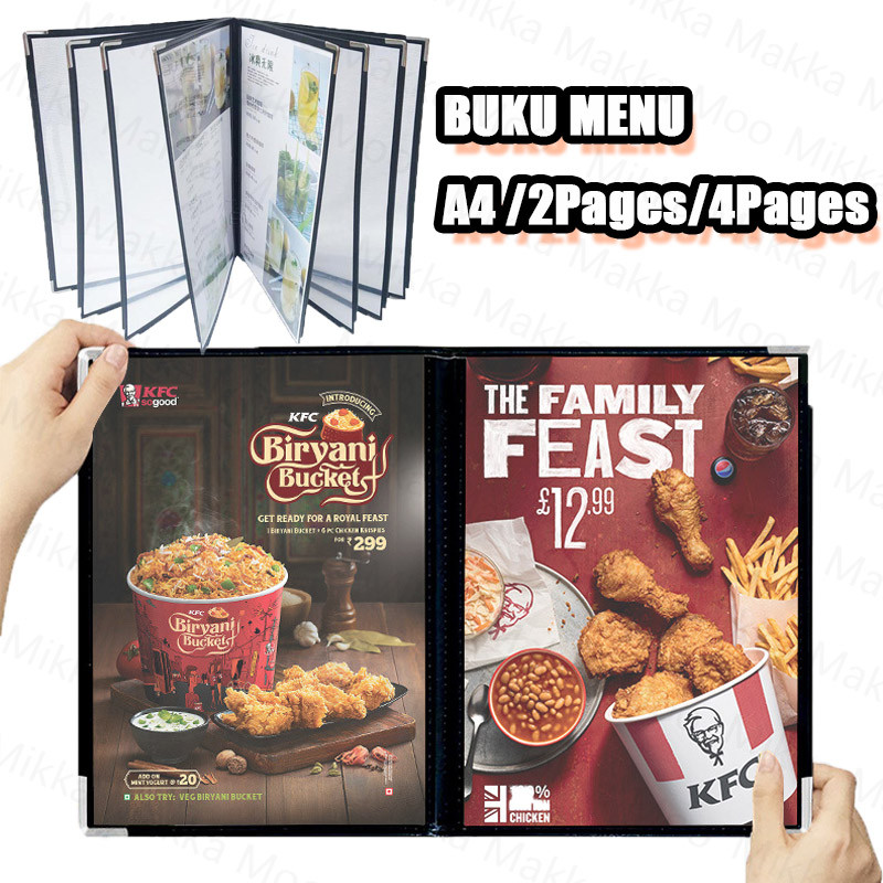 

A4 Buku Menu Restaurant Menu Covers Kulit Cover Pelindung Menu Pelindung Sampul Menu