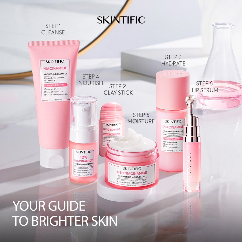 SKINTIFIC - 6IN1 SKINCARE SET Brightening Packet Advanced Glowing set Skincare paket with MSH Niacin