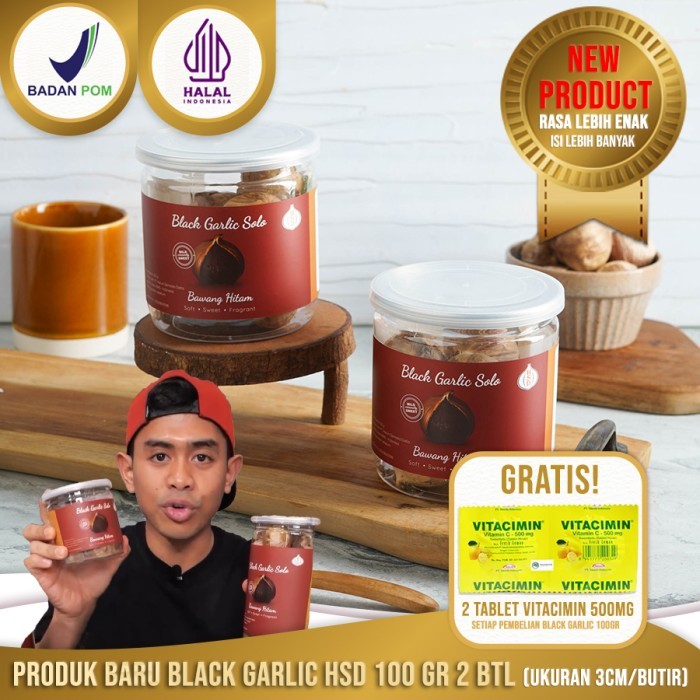 

[New]Promo 2 BOTOL Black Garlic Solo ( Bawang Hitam Tunggal) 100 Gr - 100 GR 3 CM