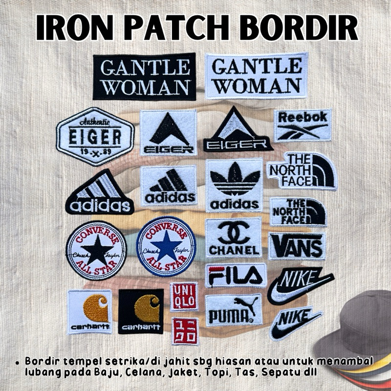 Bordir Logo ( Tinggal Setrika ) BORDIR TEMPEL BRAND UNI TAMBALAN KAOS BOLONG TEMBELAN BAJU SOBEK TEM