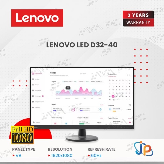 Monitor Lenovo LED D32-40 - Full HD 32" Inch