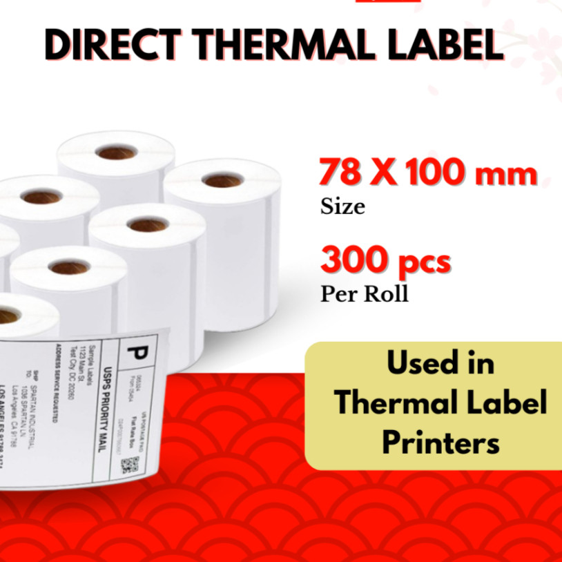 

Kertas Sticker Label Thermal Resi 78x100 mm Isi 300 Lembar per Roll