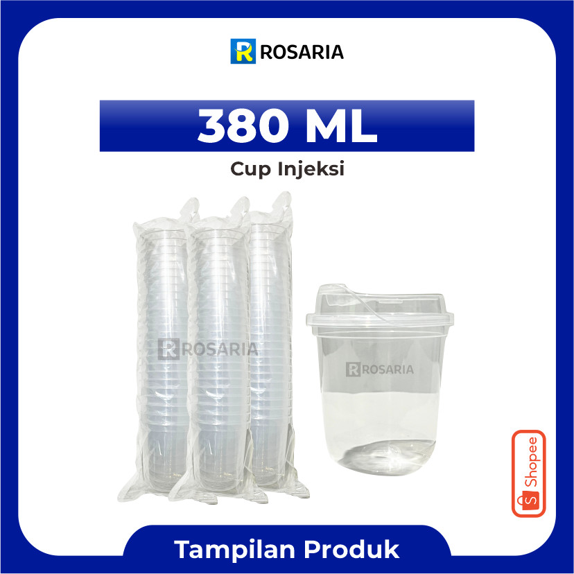 CUP INJECTION OVAL 14 OZ / 380 ML THINWALL VICTORY PLUS TUTUP Gelas Plastik Tebal Injeksi Minuman