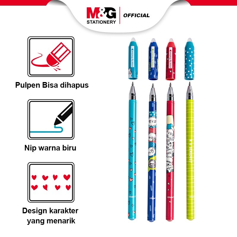 

M&G Erasable Pen Pulpen Gel Dapat Di Hapus Crystal Blue 0.5mm Motif Kucing Pena Tinta Biru