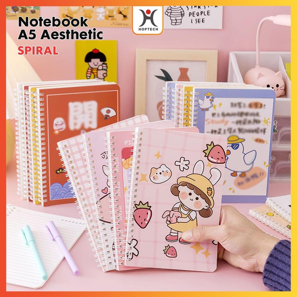 

Notebook A5 Buku Tulis Aesthetic Kartun Spiral Warna jurnal Korea Student Stationery
