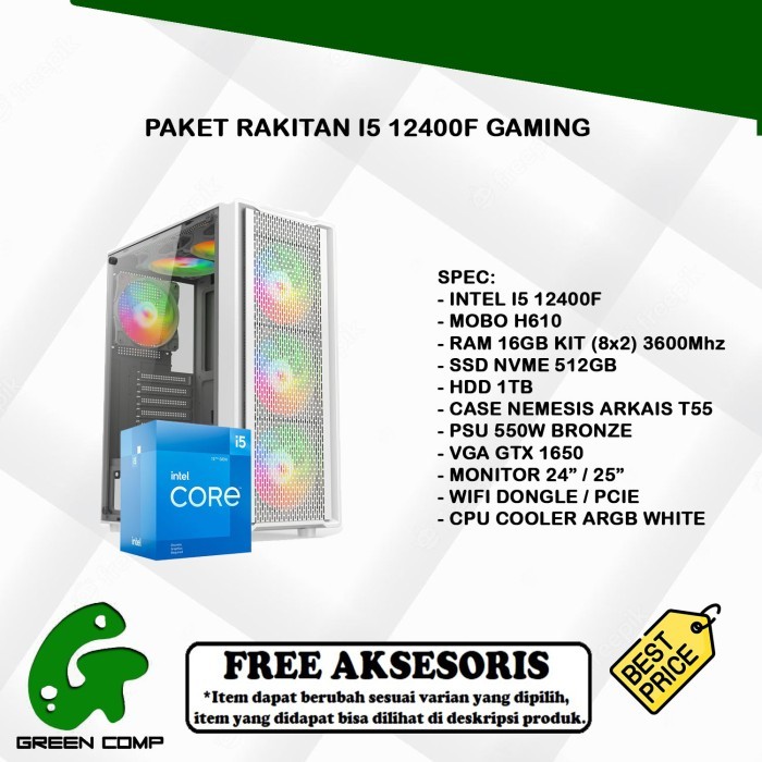 PAKET PC RAKITAN I5 12400F GAMING