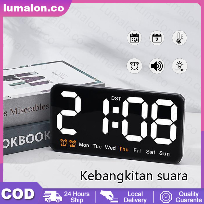 Lumalon Jam Digital LED Besar Tampilan Jelas Dinding Meja & Kalender/Jam Meja Dinding Digital LED